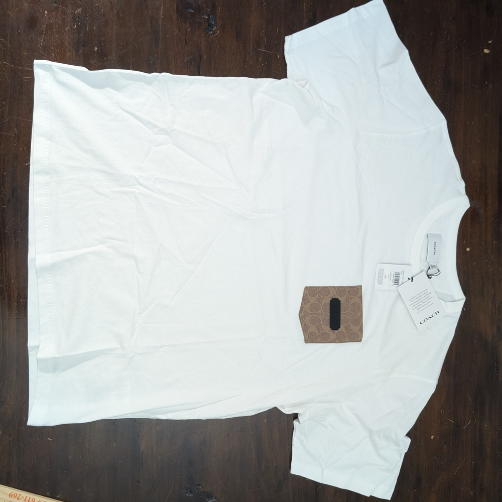 Coach Essen T-Shirt White Signature Canvas Pocket XXL NWT Organic Cotton C9148 - Picture 6 of 6